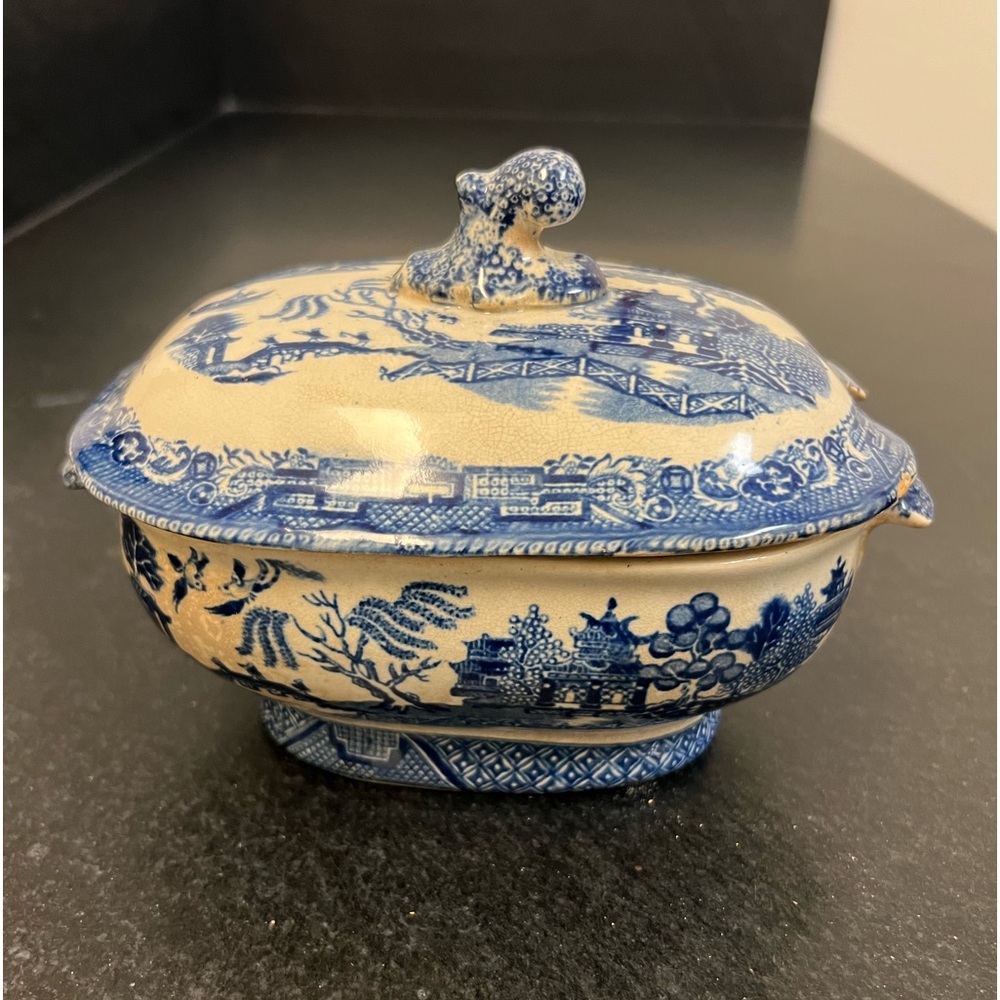 Antique Blue/White Gravy Server